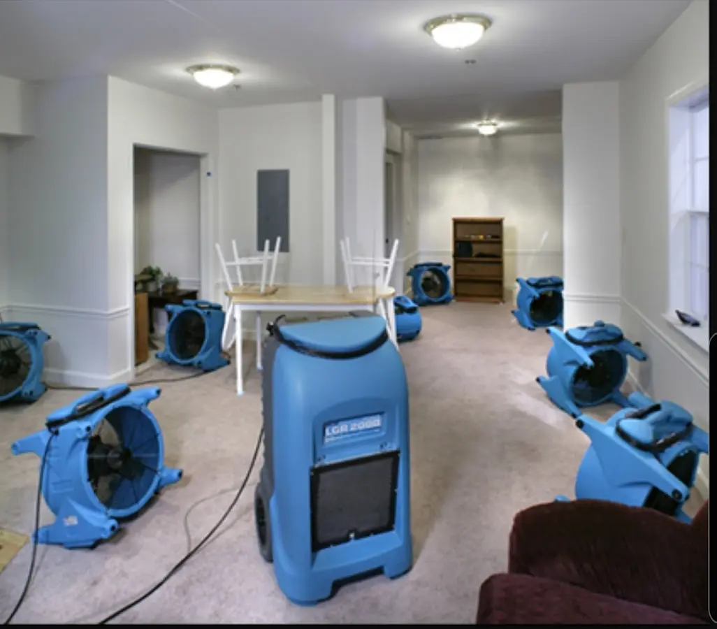 Air movers and dehumidifier setup for Water Extraction & Removal in Haddam